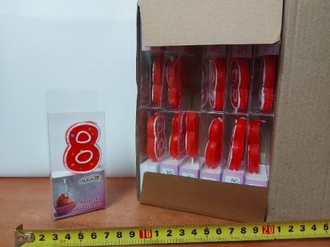 Świeczka 12szt. urodziny ''8'' KROPKI