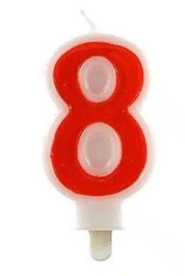 Świeczka 24szt. cyfra CZERWONA ,,8''
