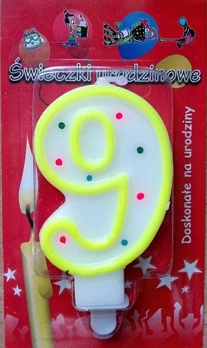 Świeczka 24szt. cyfra KROPKI ,,9''