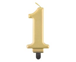 Świeczka cyfra 1 urodziny, metalik złota, 8 cm PF-SCZ1