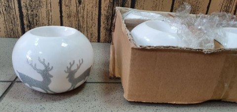 Świecznik ceramiczny na tea light KULA RENIFER 10x9cm | RC1838-31