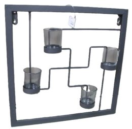 Świecznik metalowy ścienny na tea lights kwadrat 40x40 cm. 69392