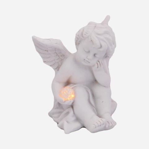 Aniołek z Kryształową Kulą Światła - Dekoracja Nagrobna 10 cm