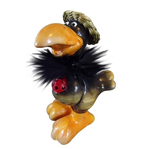 Czarny Kruk w Kapeluszu - Ceramiczna Figurka 13x9cm