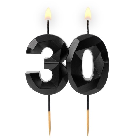 Świeczka cyferka "30" Diament czarna 64-61