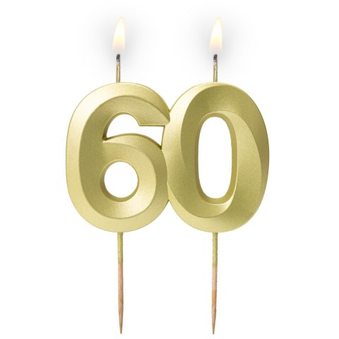 Świeczka cyferka "60" złota satyna 64-44