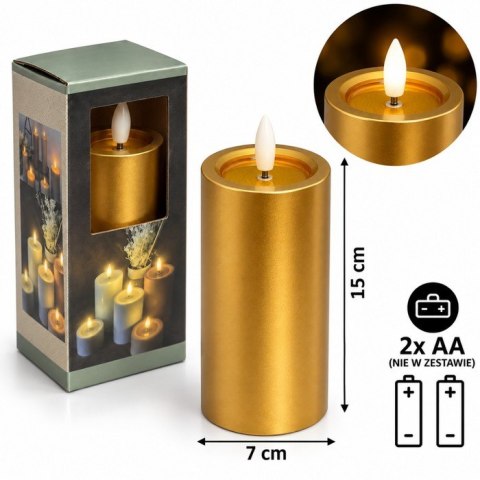 Świeczka led na baterie 2 x LR6 / AA wzór Kamień wym.7 x 15cm A7098