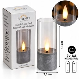 Świeczka led na baterie 2 x LR6 / AA wzór kamień 7,5 x 15cm. A7011 / 8833