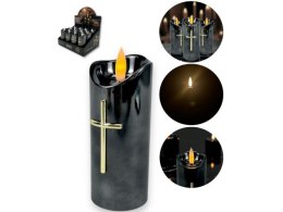 Świeczka led / wkład do zniczy 12,5cm z krzyżem czarna sla7140