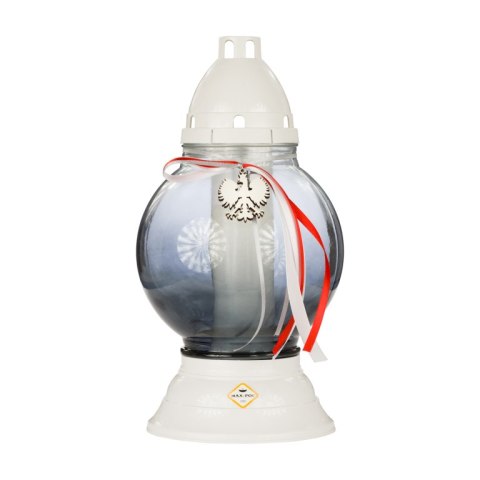 Znicz lampion szklany ozdobny patriotyczny wys. 33 cm