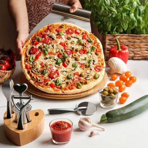 Okrągła deska do przystawek pizzy lub ciasta do serwowania obrotowa bambusowa 35 x 2,5 cm